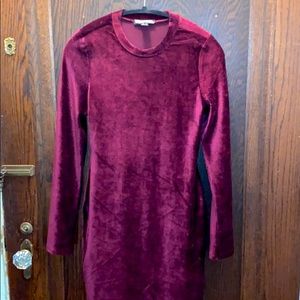NWOT Velvet long sleeve mini dress- burgundy